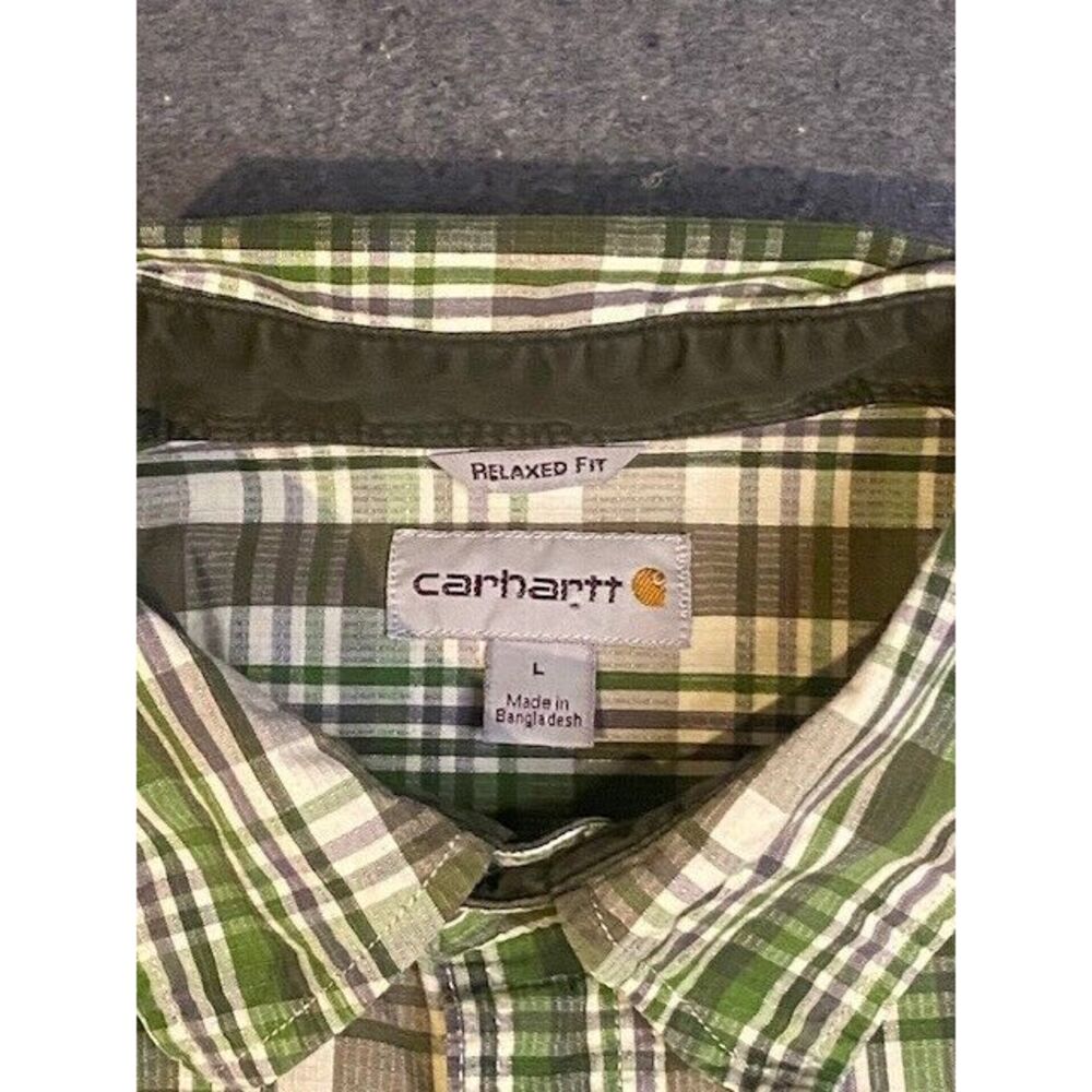 CARHARTT LARGE short sleeve Button Down PLAID shirt COTTON relaxed fit - Picture 4 of 9